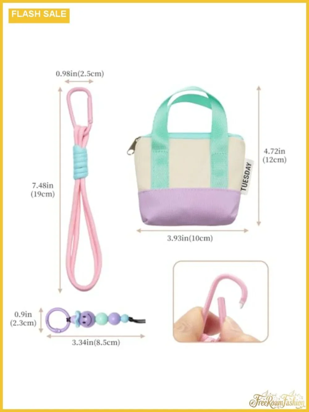 Canvas Mini Backpack Coin Purse Keychain Wristlet